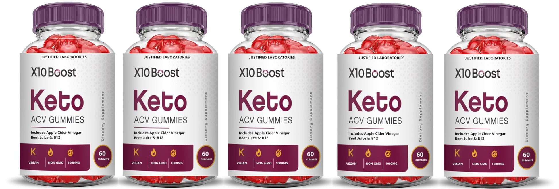 Justified Laboratories X10 Boost Keto ACV Gummies 300 Gummies