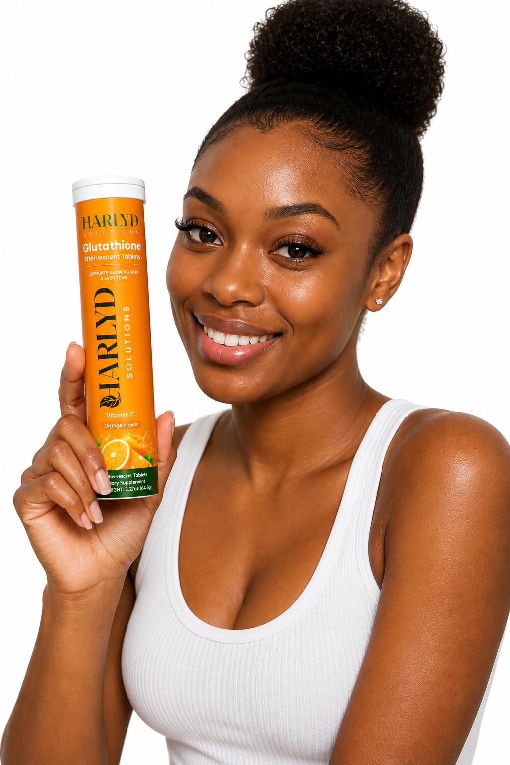 HARLYD SOLUTIONS L-Glutathione Effervescent Tablets with Vitamin C, Orange Flavor, 20 Tablets