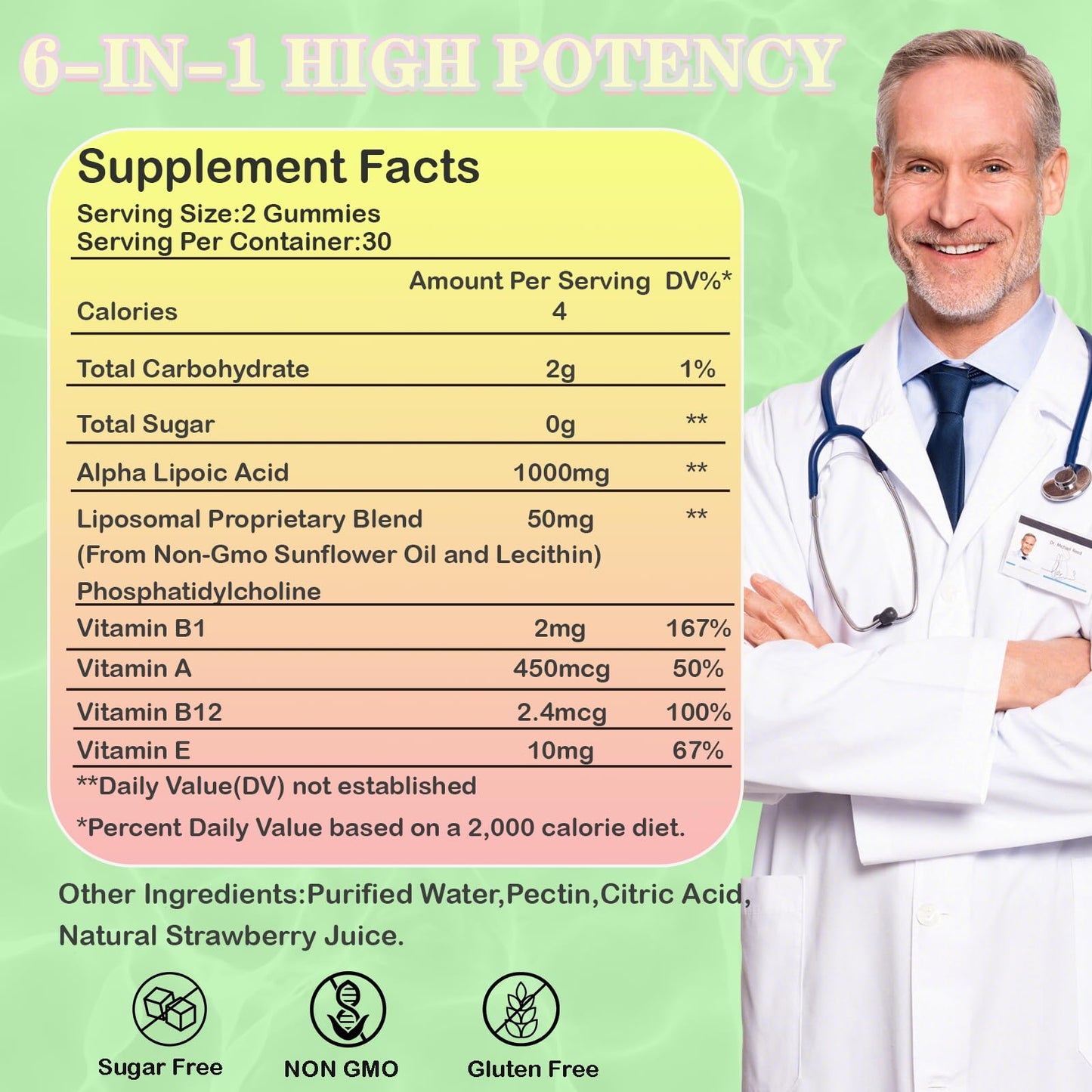 GHKALQ Alpha Lipoic Acid Gummies 1000mg, 60 Gummies