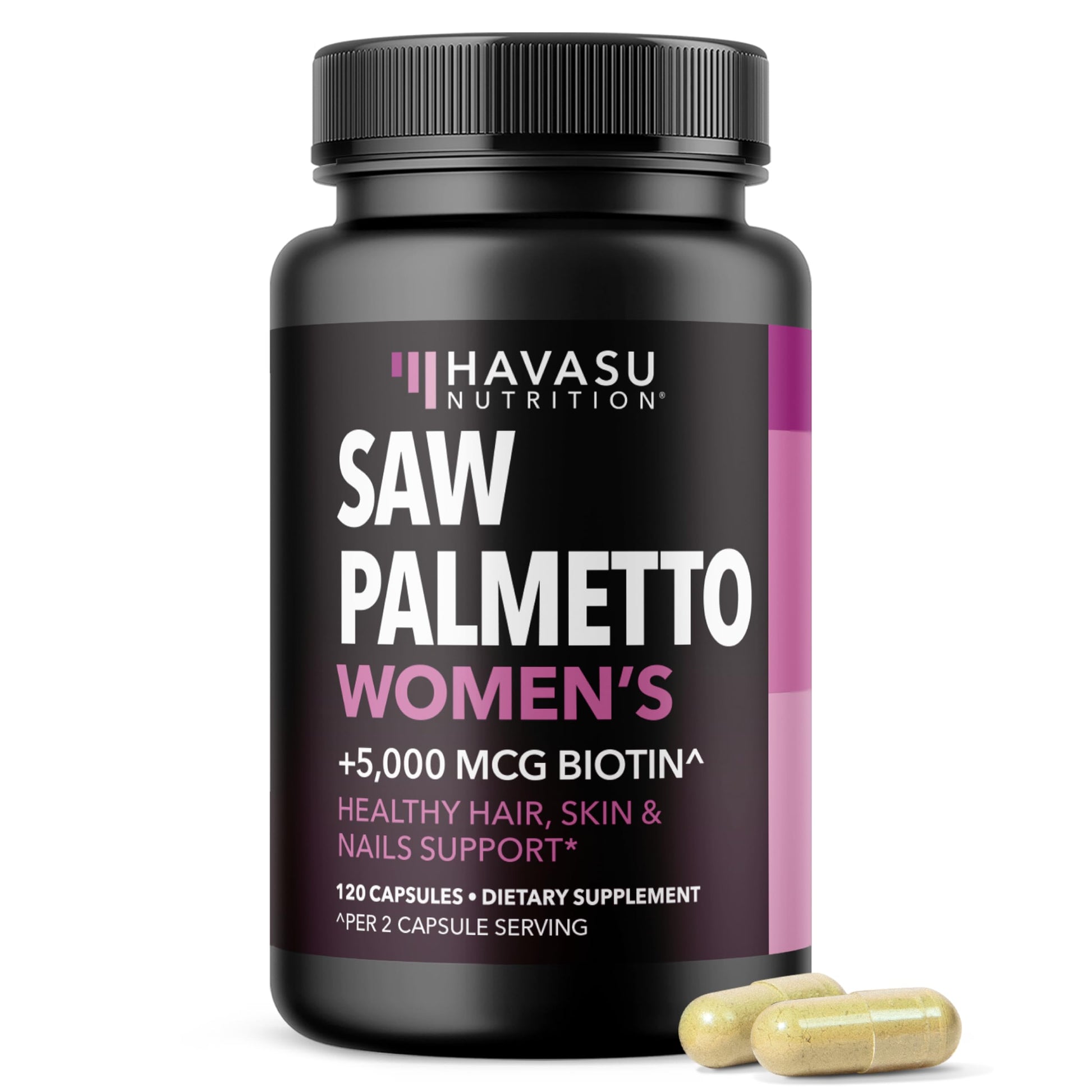 HAVASU NUTRITION Saw Palmetto for Women with Biotin 5000mcg Capsule 120 Count