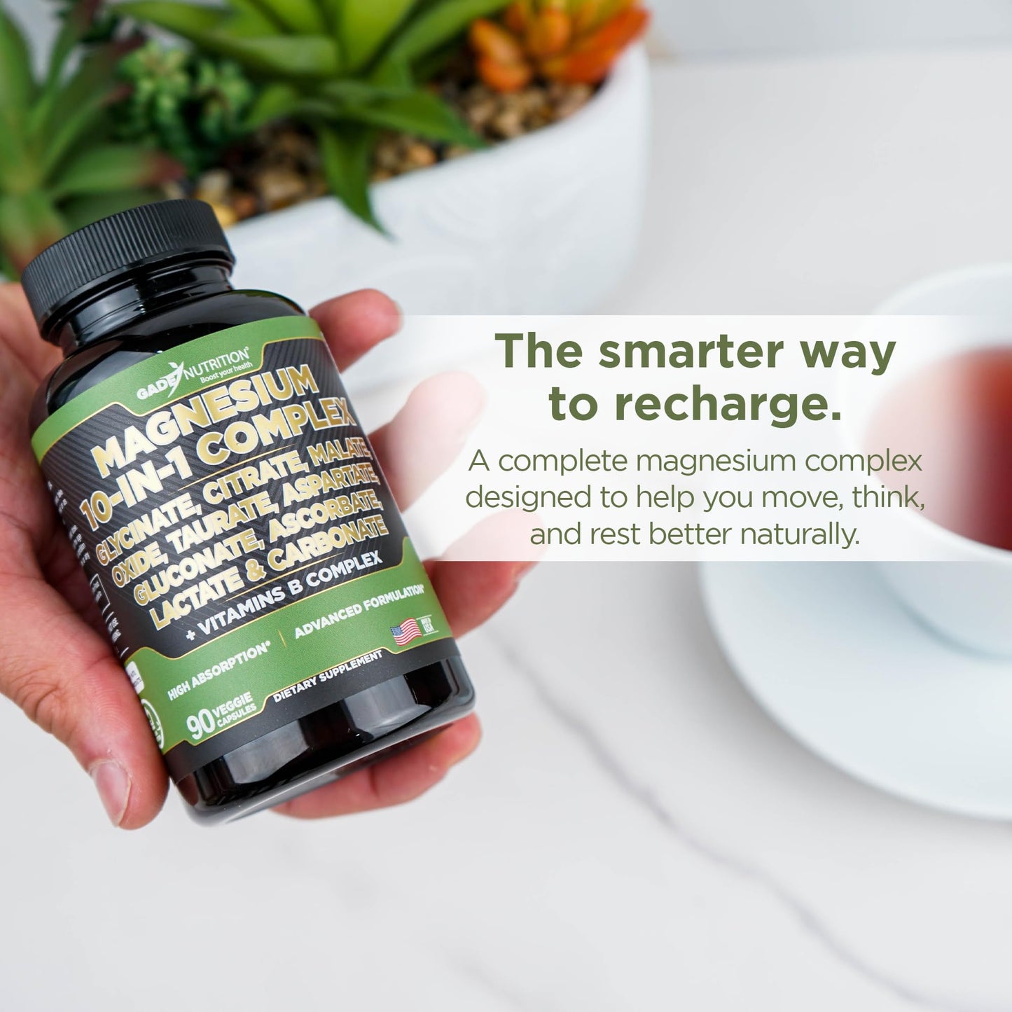 GADE NUTRITION BOOST YOUR HEALTH Magnesium Complex 10 in 1 Capsule, 90 Count