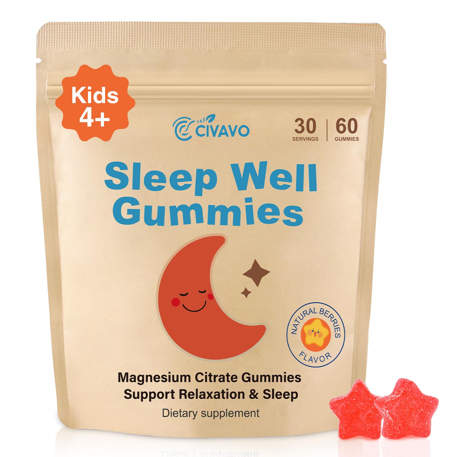 Civavo Kids Magnesium Citrate Gummies, 60 Count