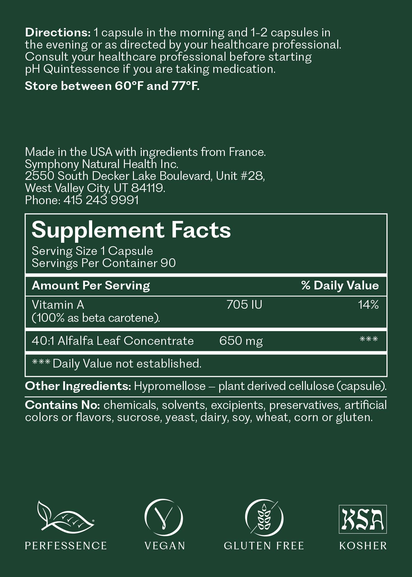Natural Health International pH Quintessence Daily Greens Support for pH Balance & Metabolic Health, 40:1 Alfalfa-Based Formula for Alkalinization, Detoxification & Hormone Metabolism Support, 90 Capsules