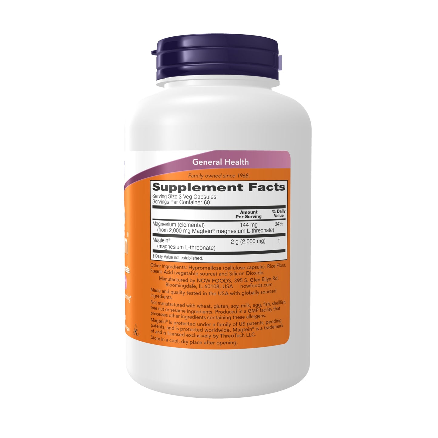 NOW Foods Magtein Magnesium L-Threonate Cognitive Support, 360 Veg Capsules