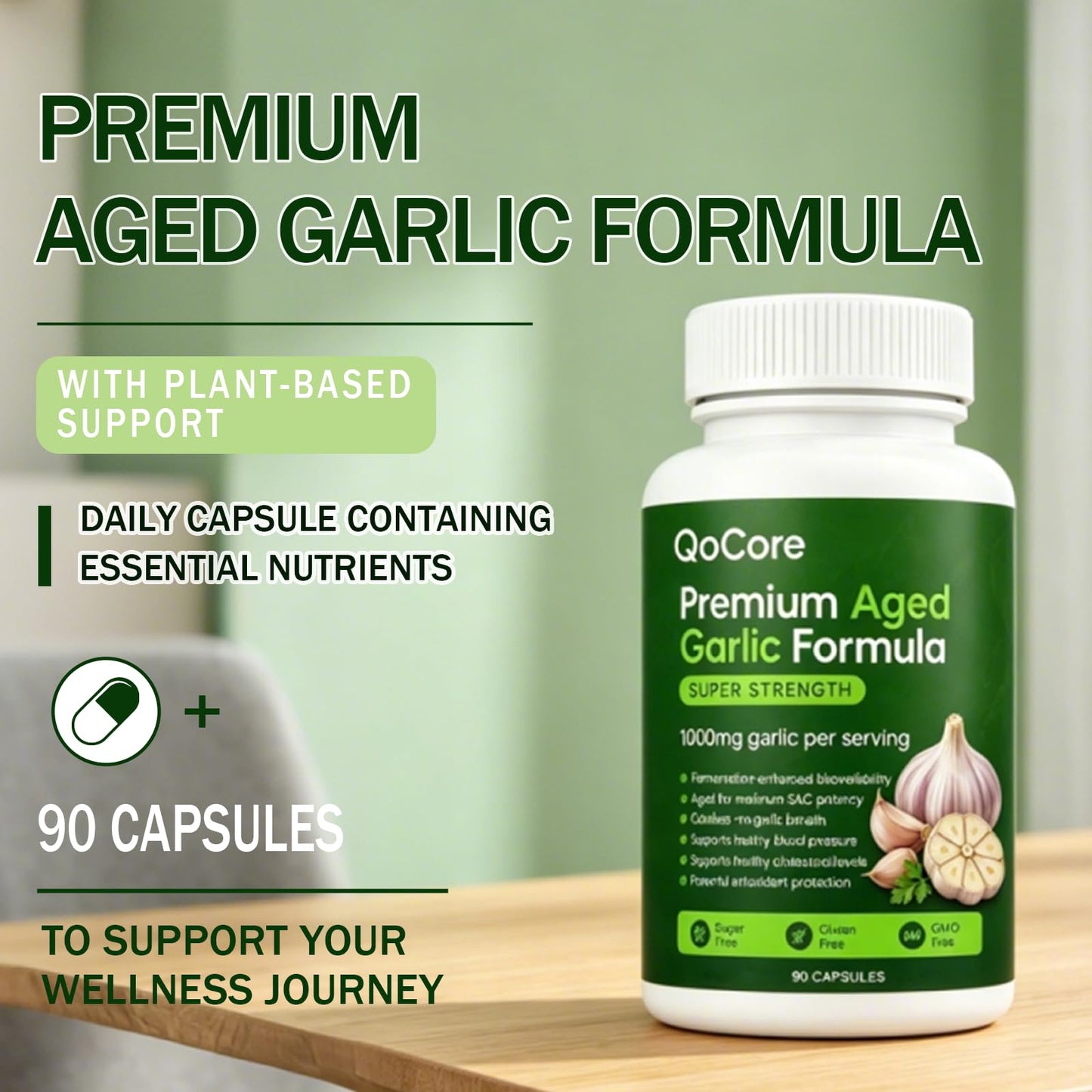 Asolla Qocore Aged Black Garlic, Aged Garlic Extract Capsule 1