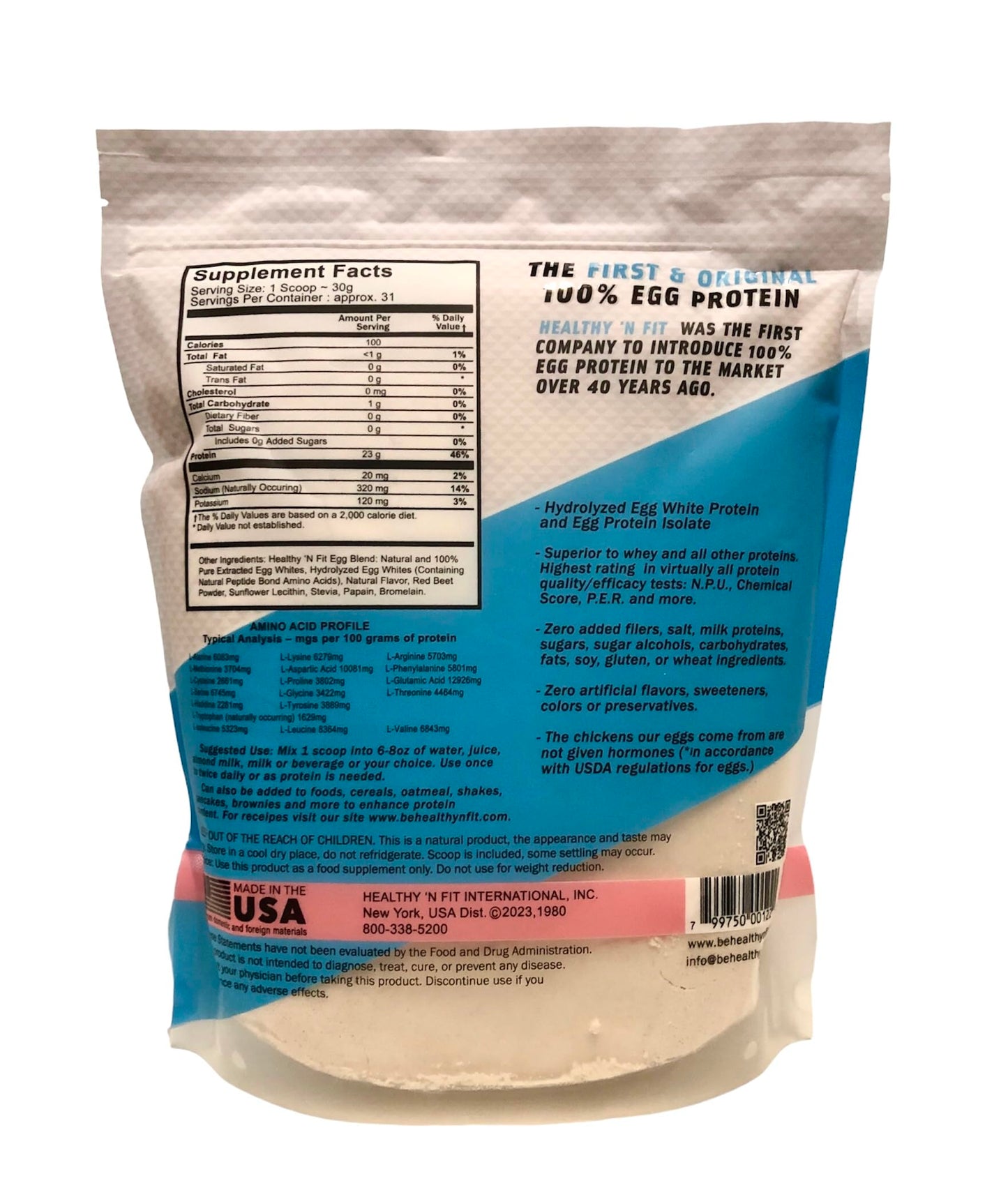 Healthy 'N Fit 100% Egg Protein Strawberry Powder, 2 lb, 32 Servings
