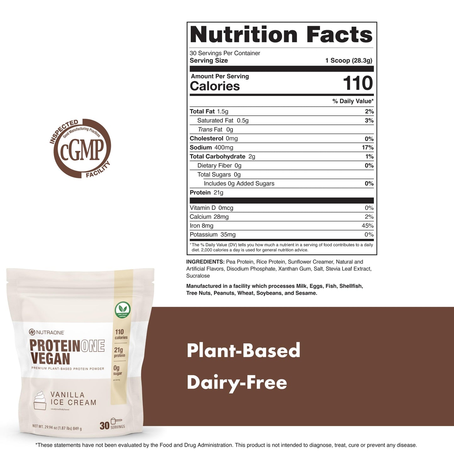 NutraOne ProteinOne Vegan Plant-Based Protein Powder 30.9 Servings
