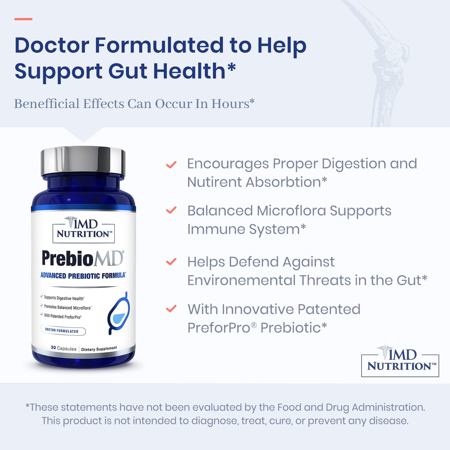 1MD Nutrition PreBioMD Prebiotic with PreforPro Capsules 60 Count
