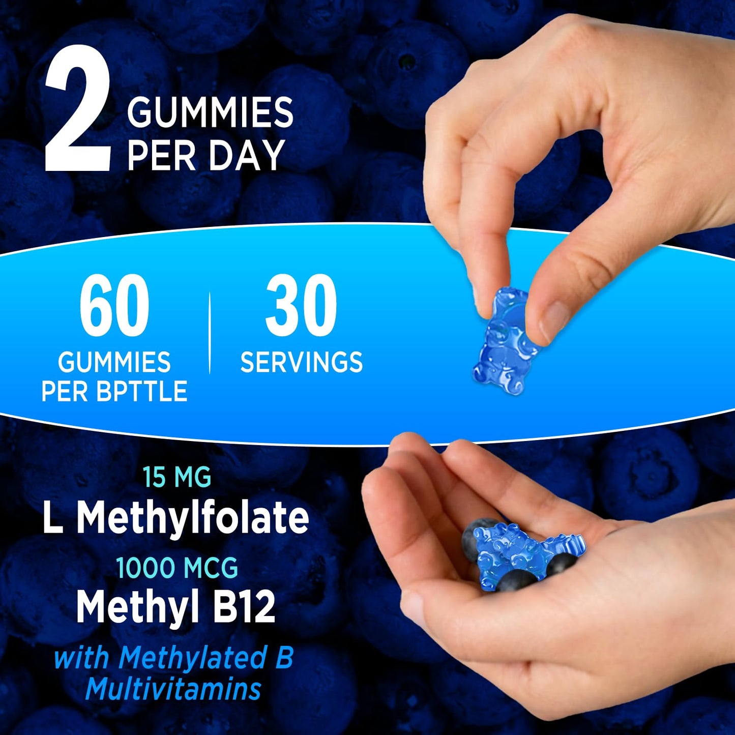 ZA'ZA K ORGANICS L-Methylfolate 15mg & Methyl B12 1000mcg Gummies 60 Count