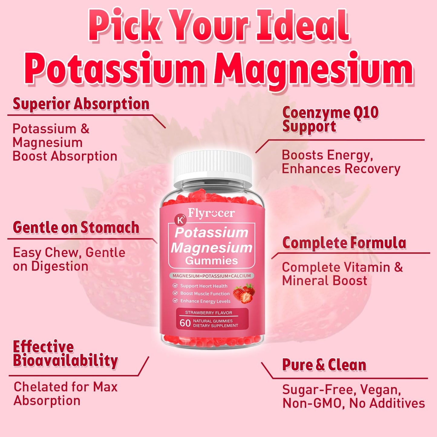 Flyrocer Potassium Magnesium Gummies 60 Gummies
