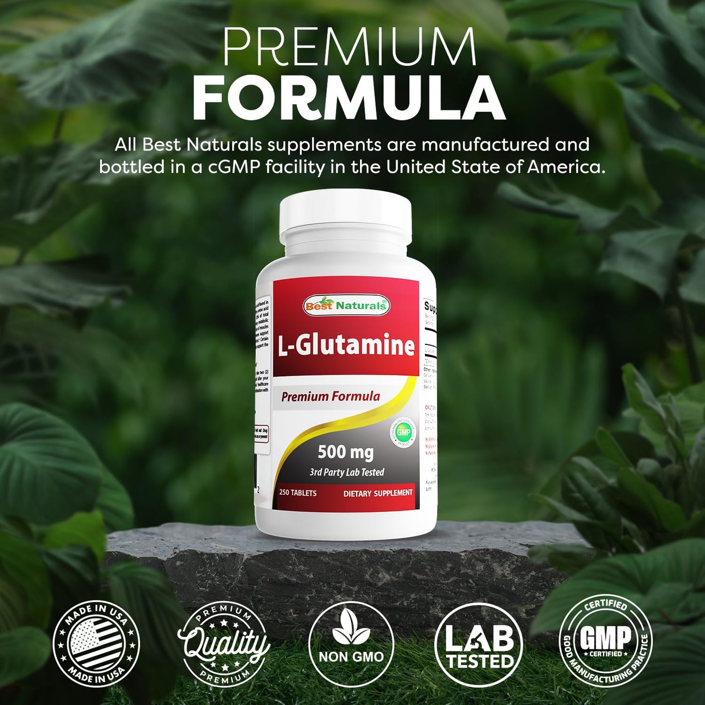 Best Naturals L-Glutamine 500 mg Tablets, 250 Count