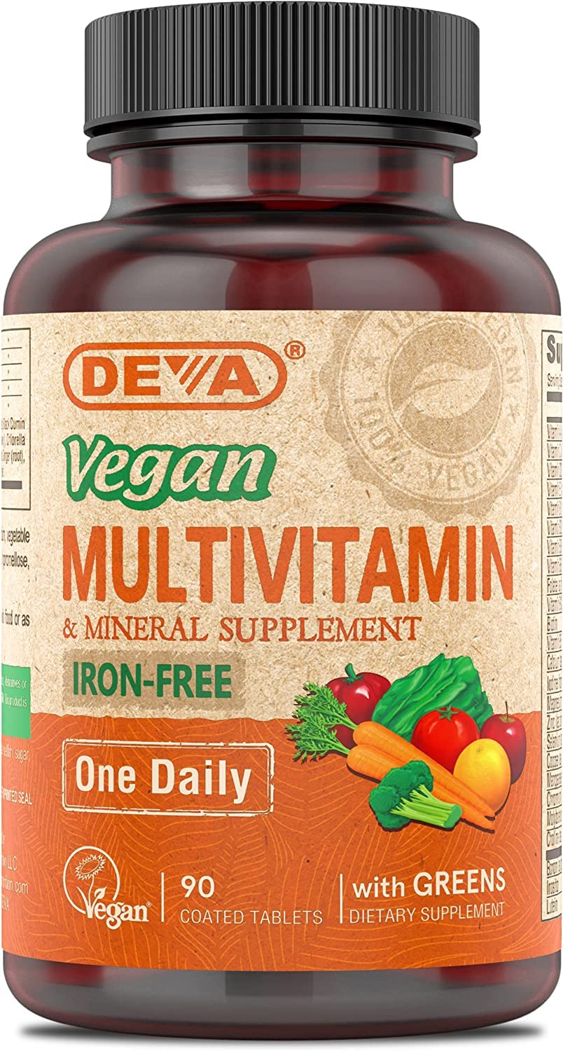 DEVA Vegan Multivitamin and Mineral Supplement with Iron Free, 90 Tablets