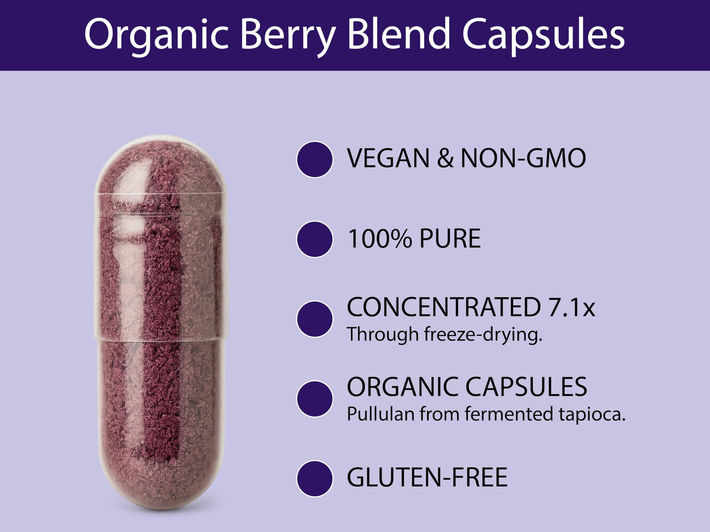 KOYAH Organic Berry Blend Freeze-Dried Capsules, 60 Capsules