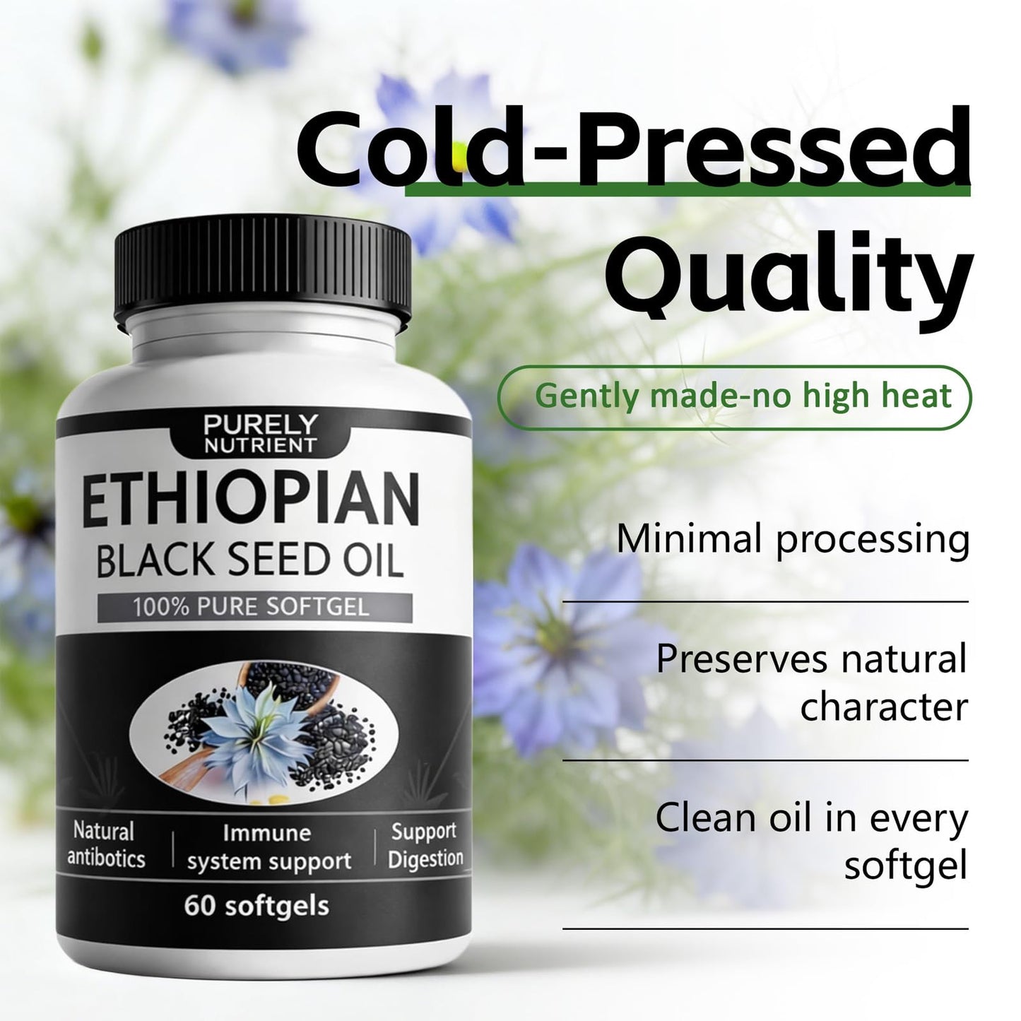 balmbare Purely Nutrient Ethiopian Black Seed Oil Softgels 60 Count