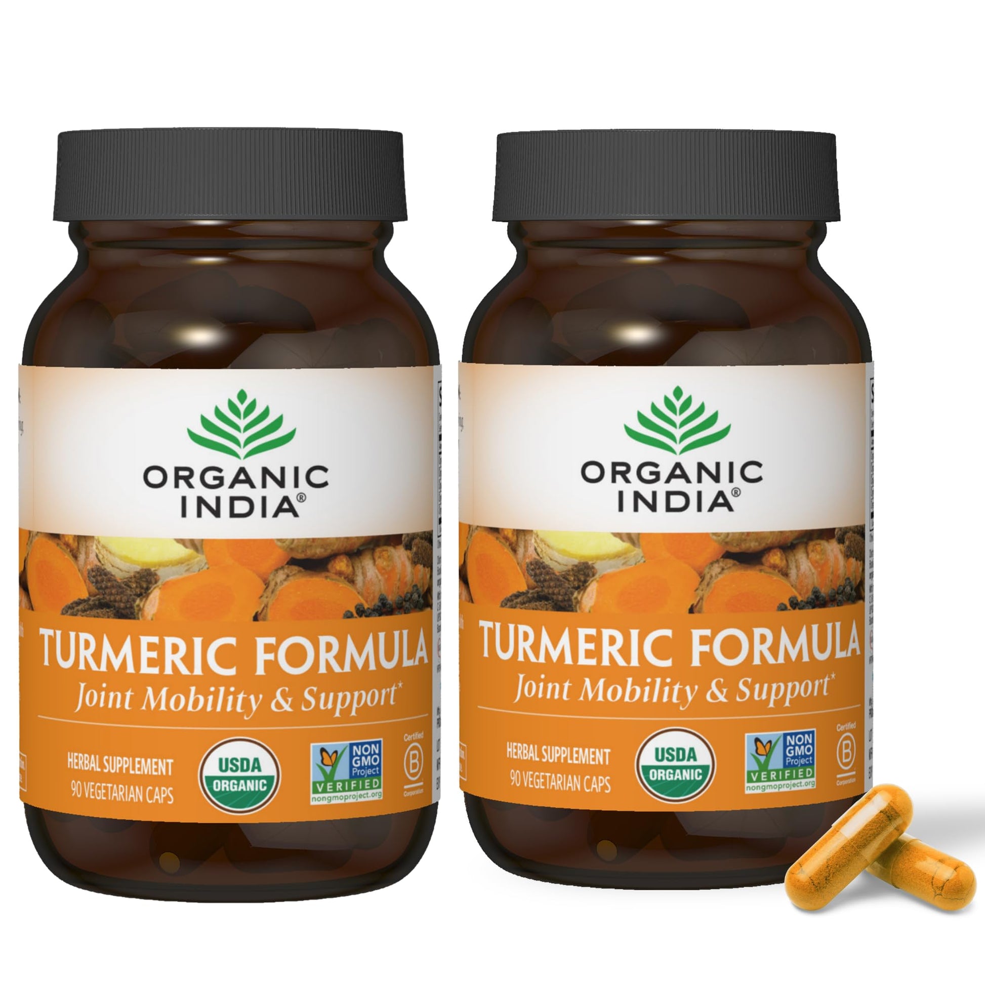 ORGANIC INDIA Turmeric Curcumin Herbal Supplement Capsules, 180 Capsules