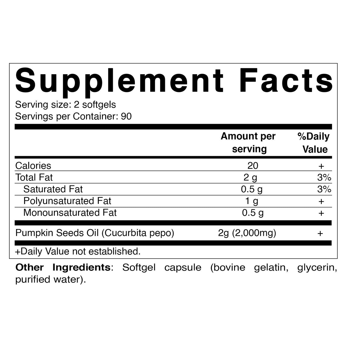 Vitamatic Pumpkin Seed Oil 2000 mg per Serving Softgel, 180 Softgels