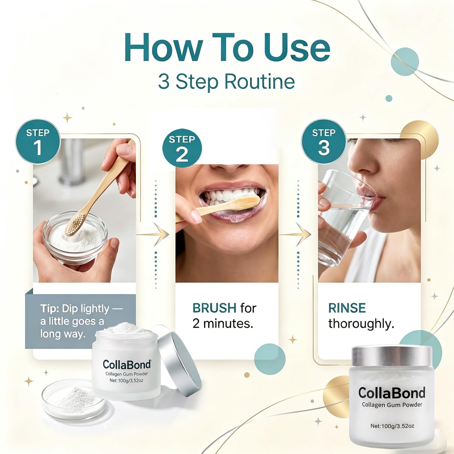 COLLABOND Collagen Gum & Brushing Powder, 3.52 oz