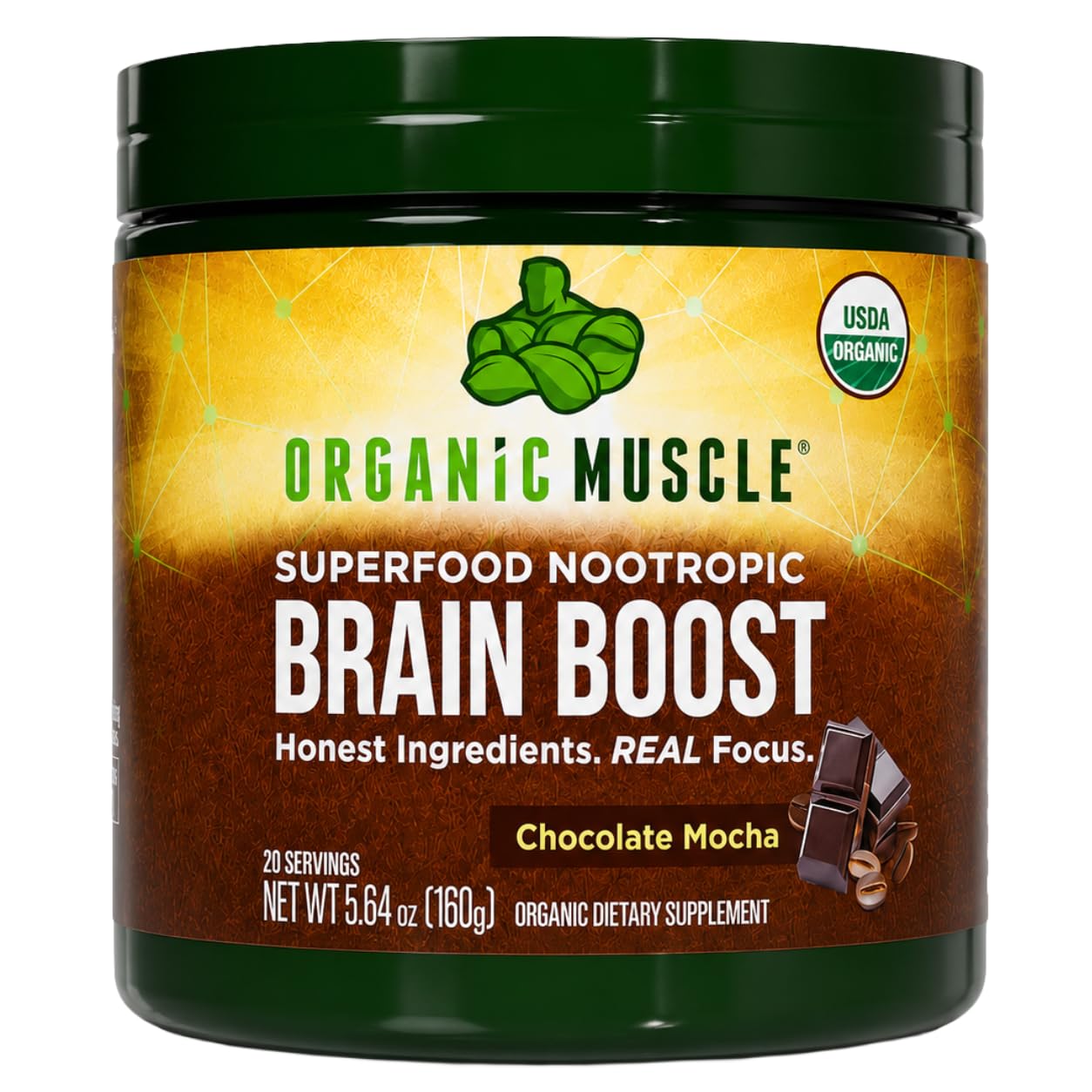 Organic Muscle Brain Boost Nootropics Powder 5.64 Ounce