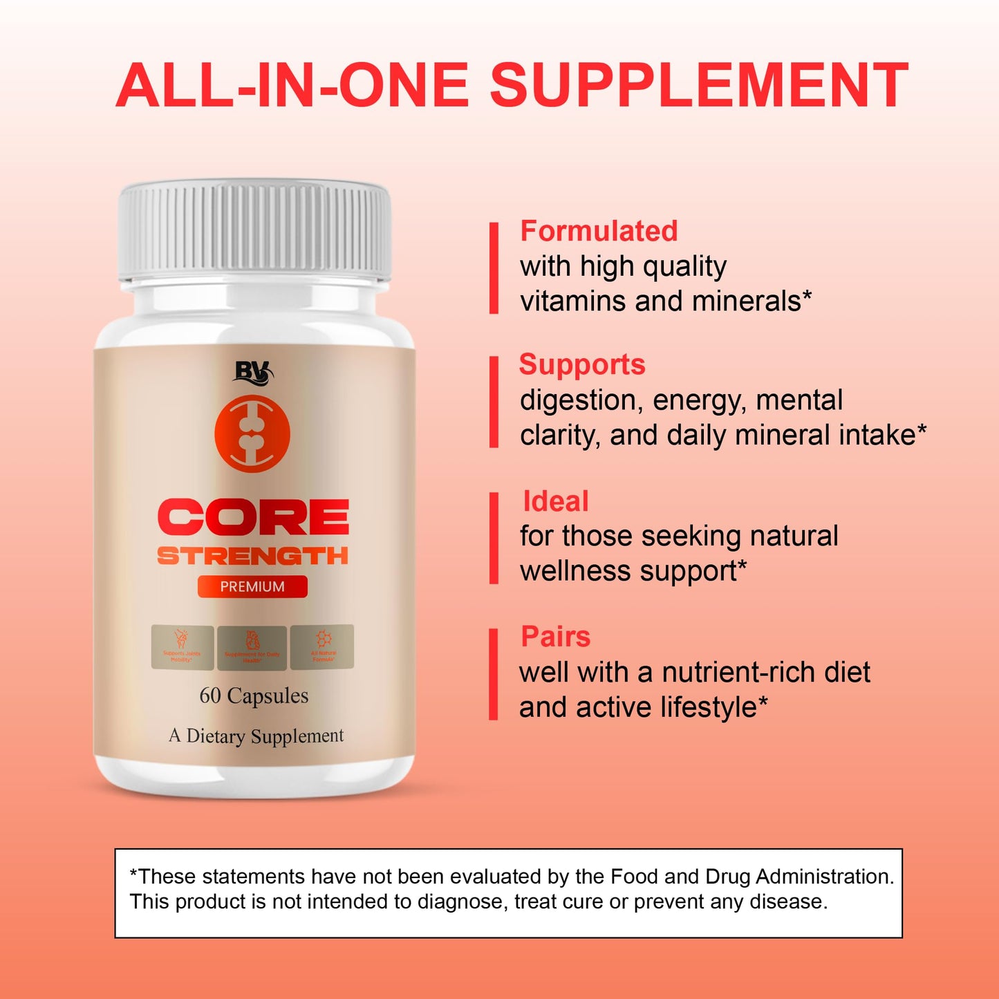BLUE VIBE Core Strength Premium Overall Health CoreStrength, 300 Capsules