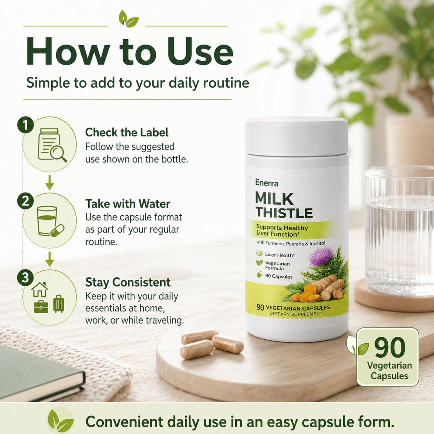 kivo Enerra Milk Thistle Liver Support Capsules, 90 Count