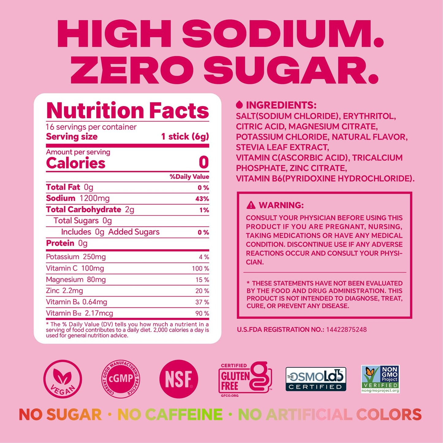 Mynzevirix High Sodium Sugar Free Electrolyte Packets Berry Mix Flavors Powder 6.35