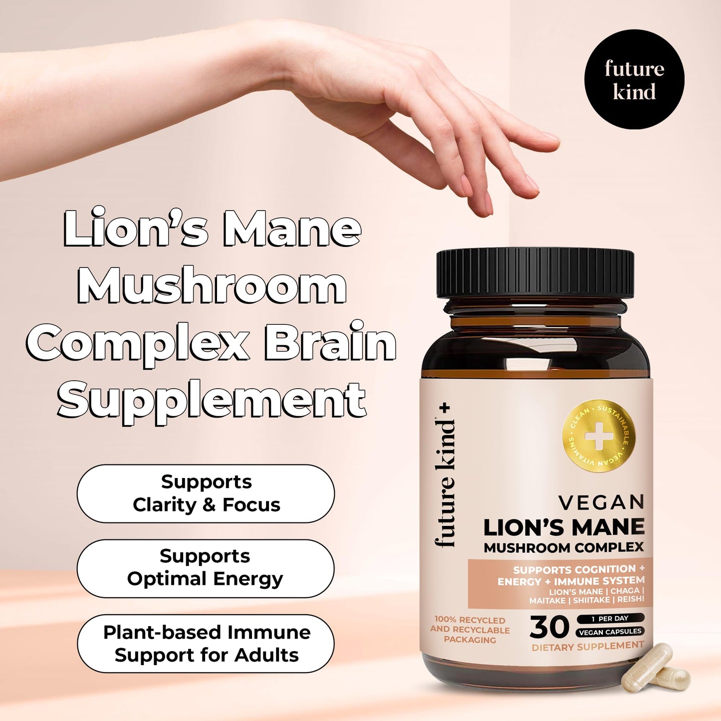 Future Kind Vegan Lion’s Mane Mushroom Complex 30 Capsules