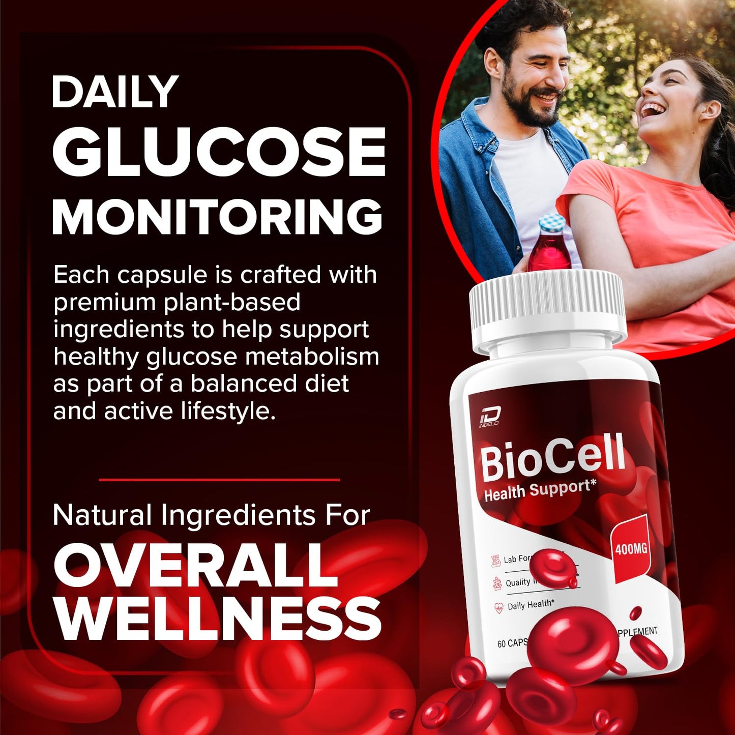Indelo Bio Cell Capsules BioCell Natural Blend Daily Health Supplement, 60 Capsules