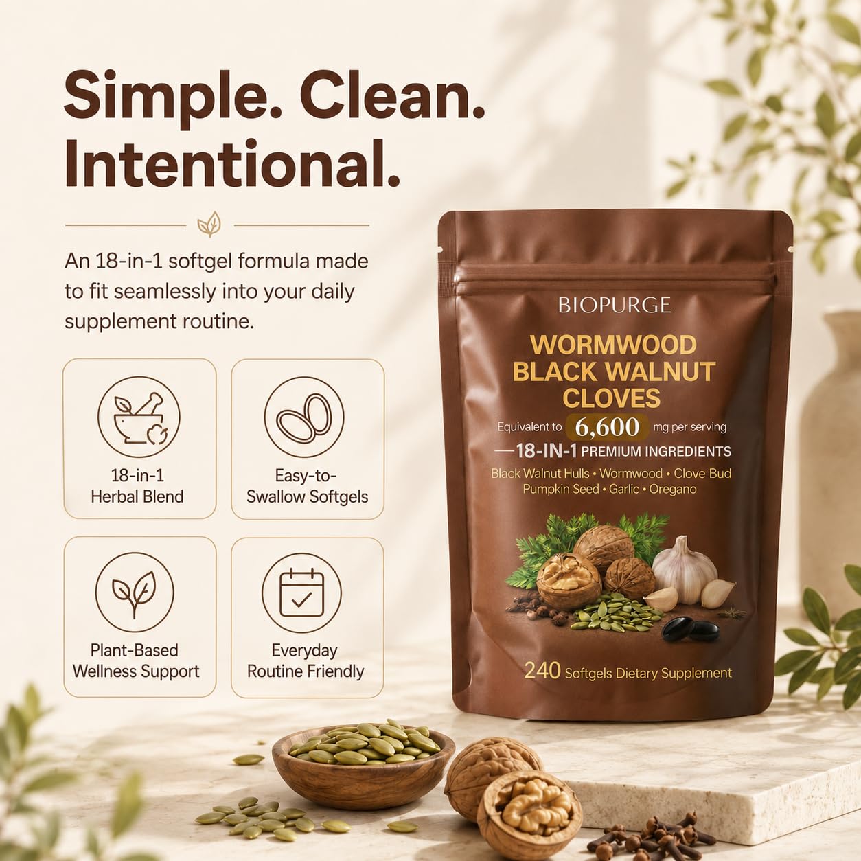 JYGOEX BIOPURGE Wormwood Black Walnut Softgels, 240 Count