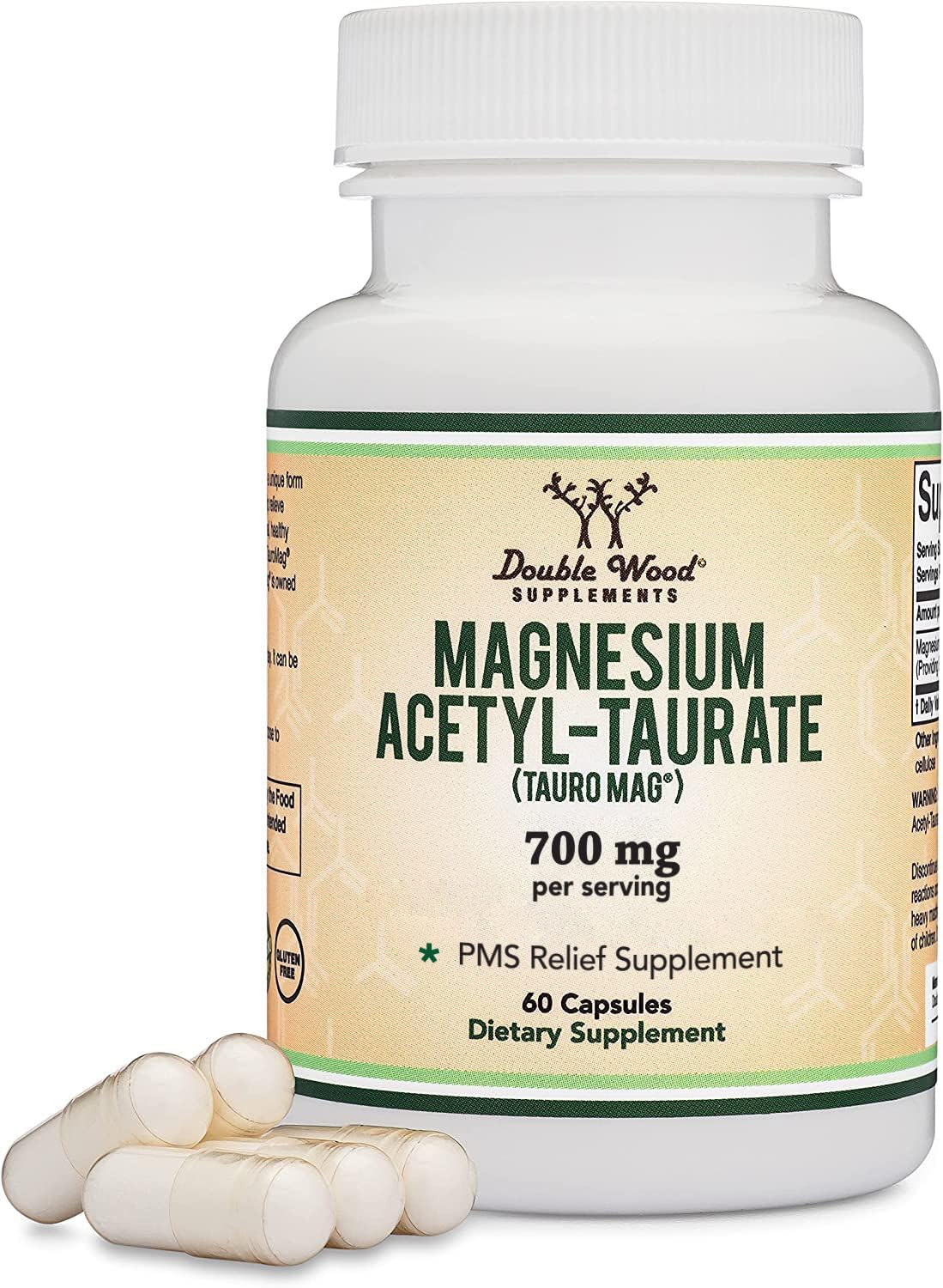 Double Wood Supplements Magnesium Acetyl-Taurate (ATA Mg, TauroMag) 350mg Capsules 60