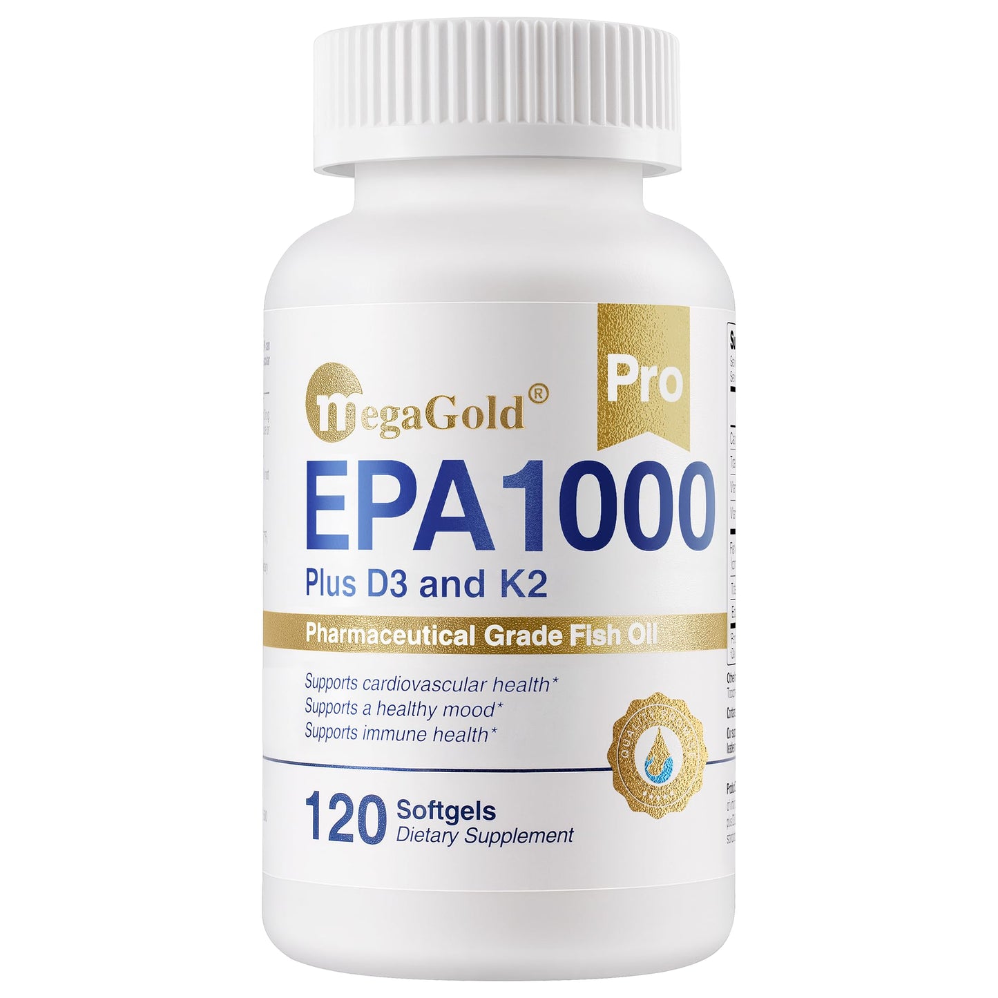 MegaGold Pro Fish Oil EPA 1000mg Omega 3 with Vitamins D3 & K2 Softgels 60
