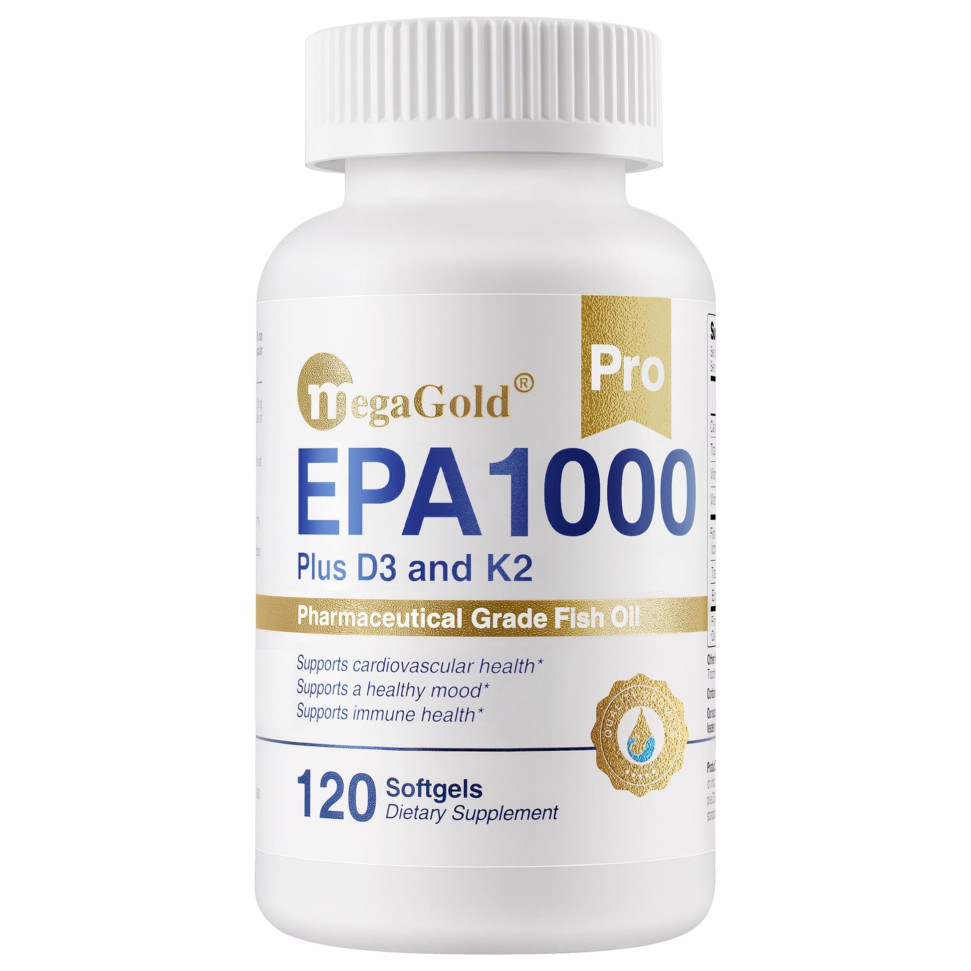 MegaGold Pro Fish Oil EPA 1000mg Omega 3 with Vitamins D3 & K2 Softgels 60