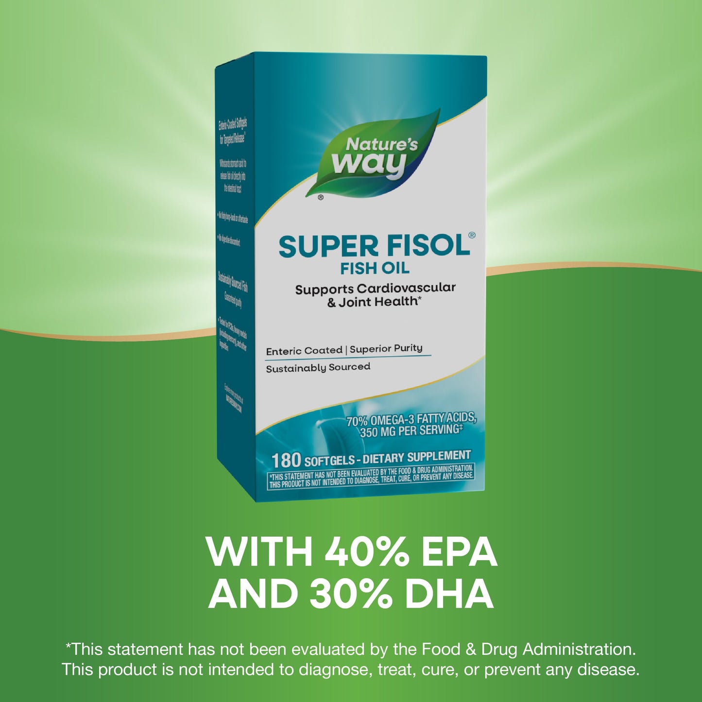 Nature's Way Super Fisol Fish Oil Omega-3 Supplements Softgels 180 Count