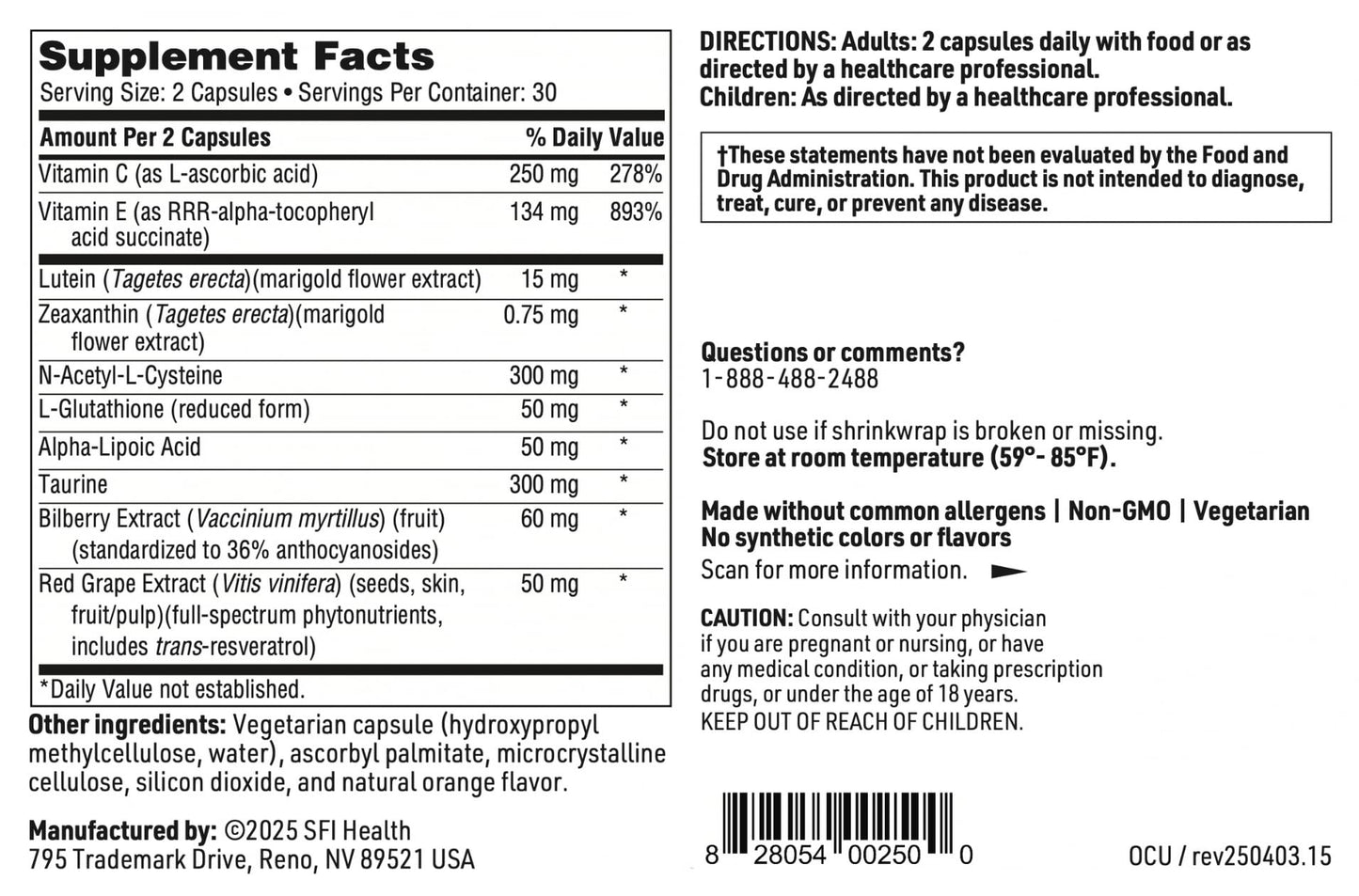 SFI Health Ocuthera Capsules, 60 Capsules