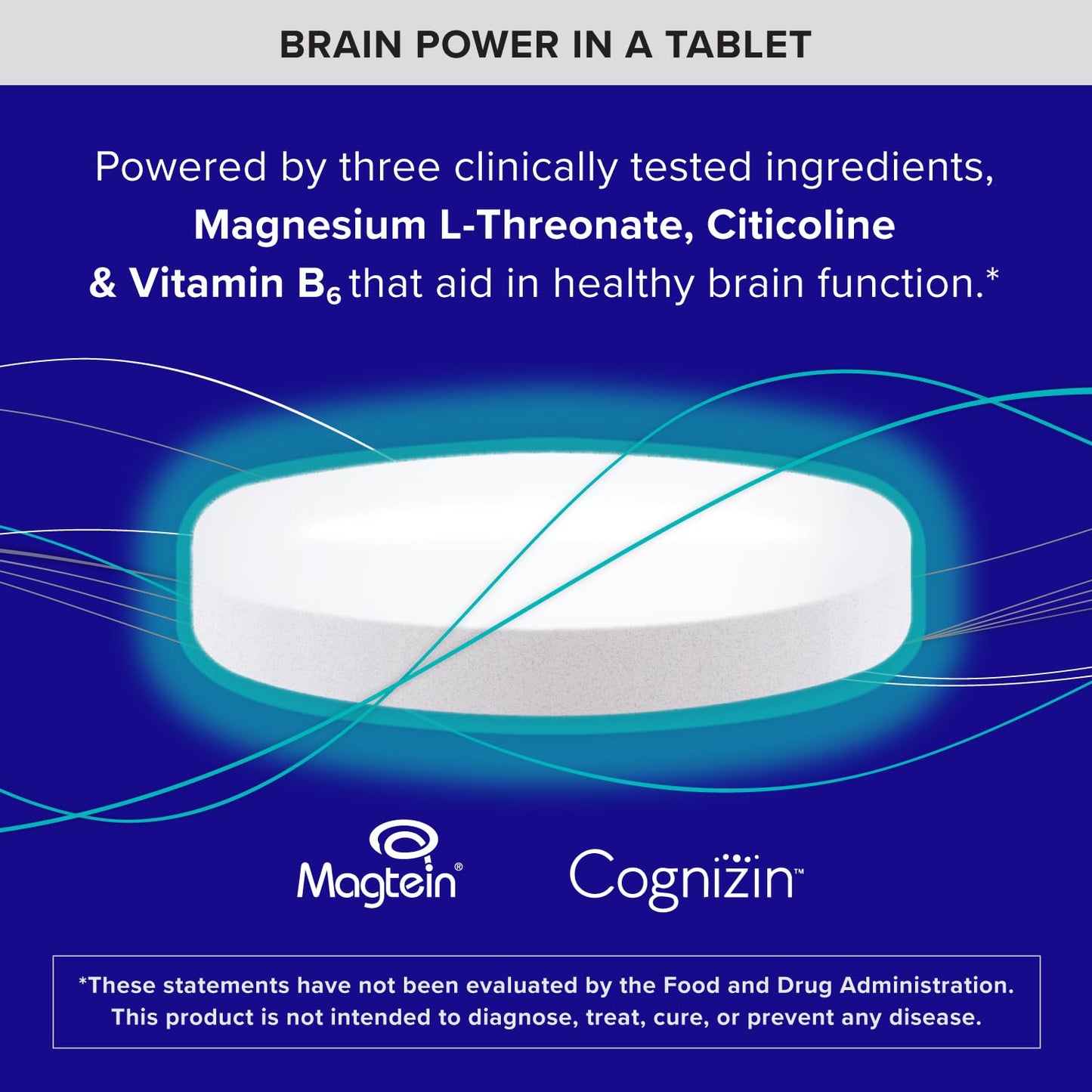 Qunol Brain Health Memory Plus with B6, Magnesium L-Threonate & Citicoline Tablets, 60 Count