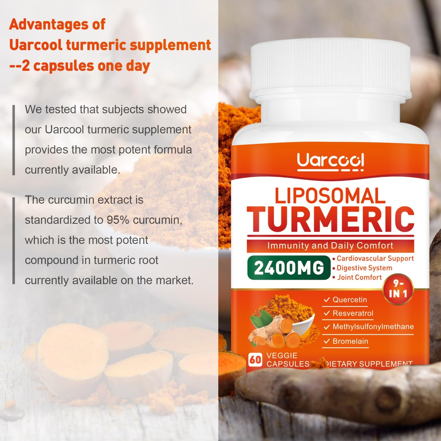 Uarcool Turmeric Curcumin Supplement Capsule 60 Count
