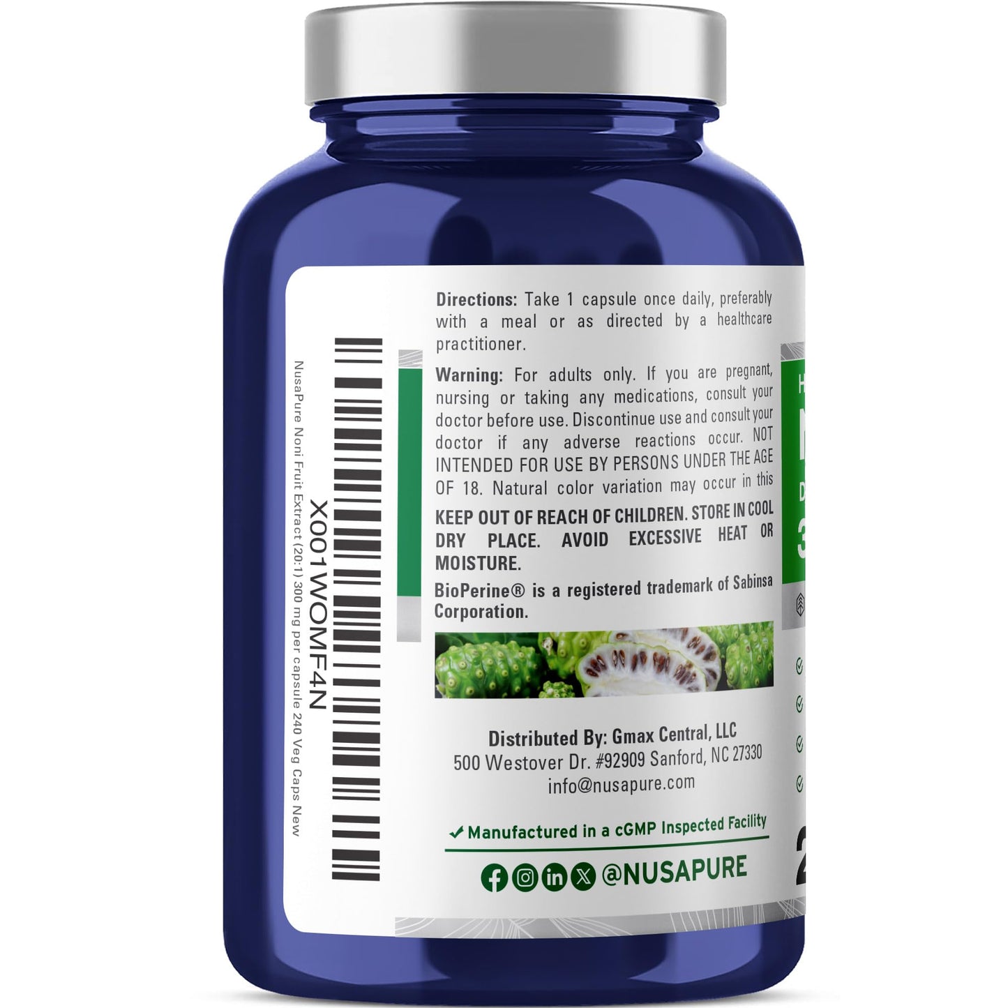 NusaPure Noni Fruit Capsules, 240 Count