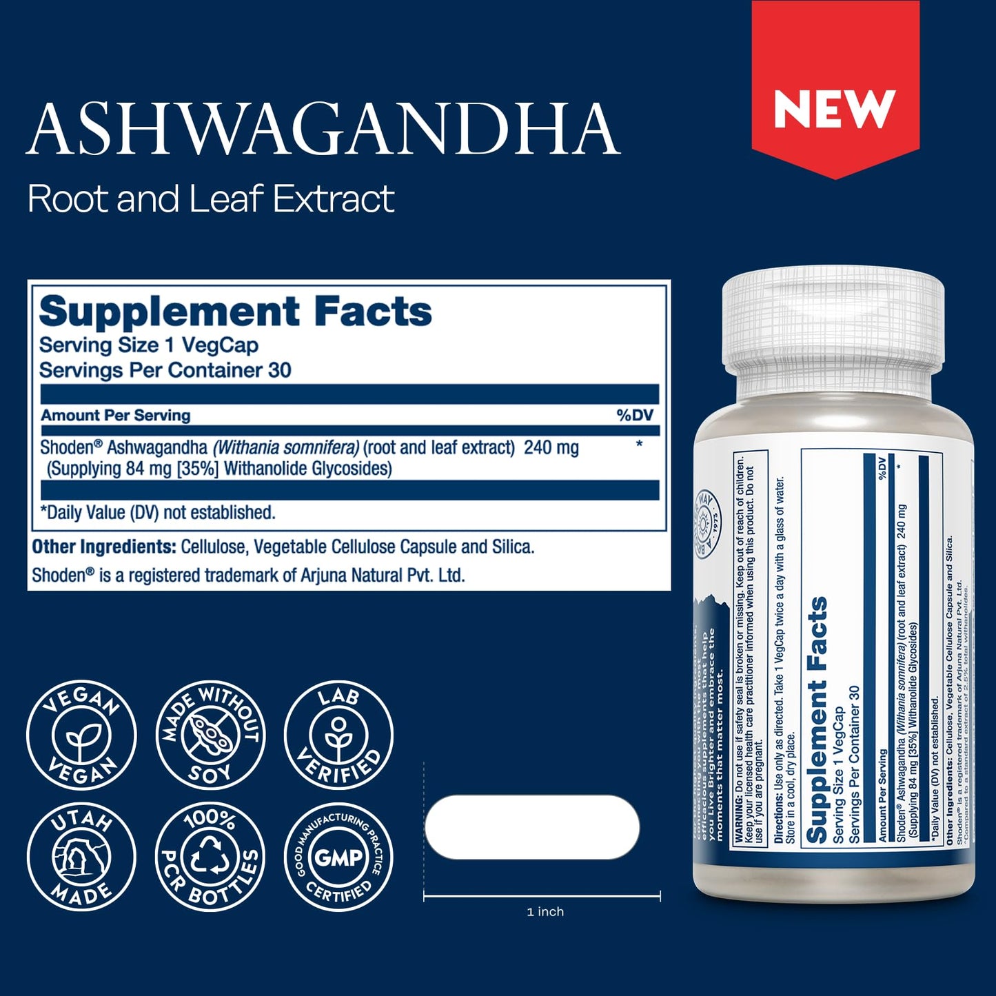 SOLARAY Ashwagandha Capsules 30 VegCaps