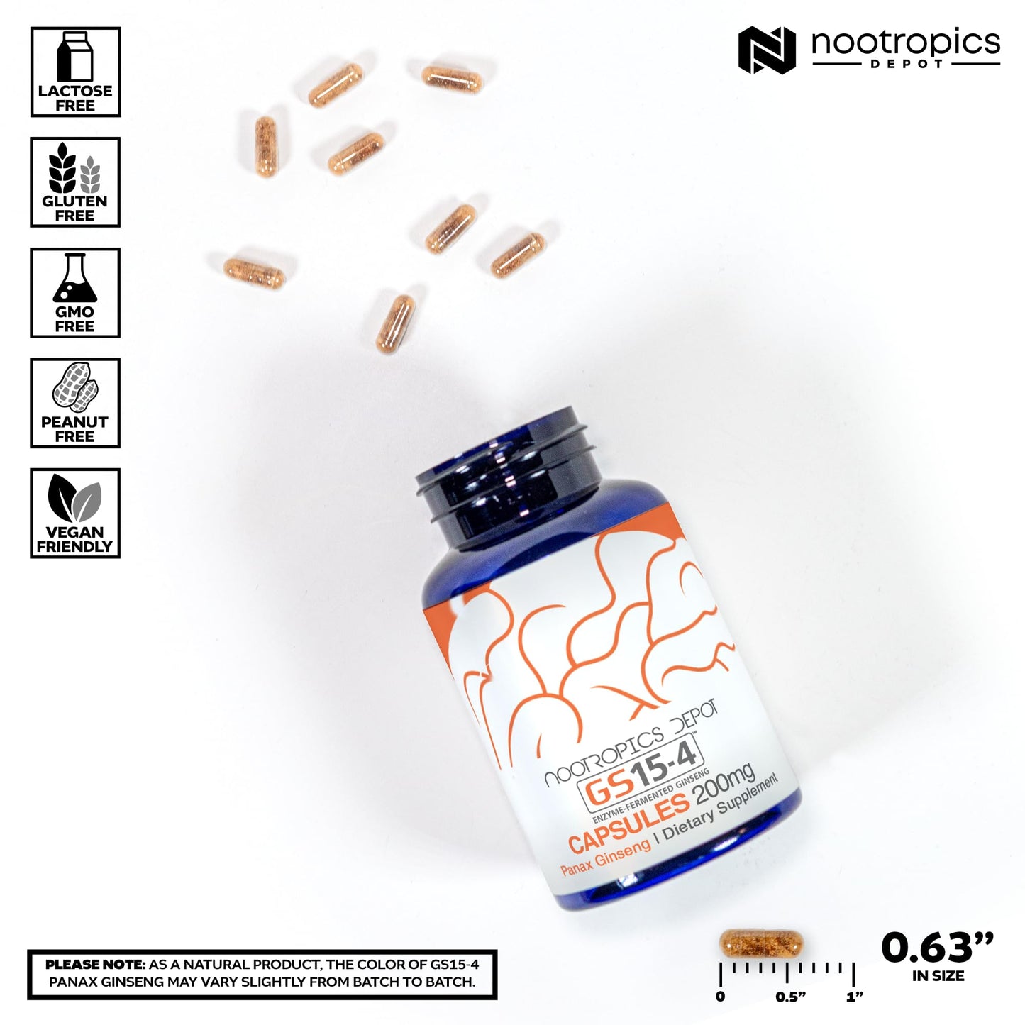 Nootropics Depot Panax Ginseng Extract Capsules 200mg, 60 Count