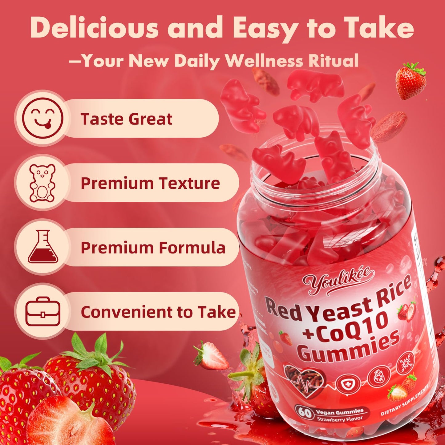 Youlikee Red Yeast Rice Gummies 60 Count