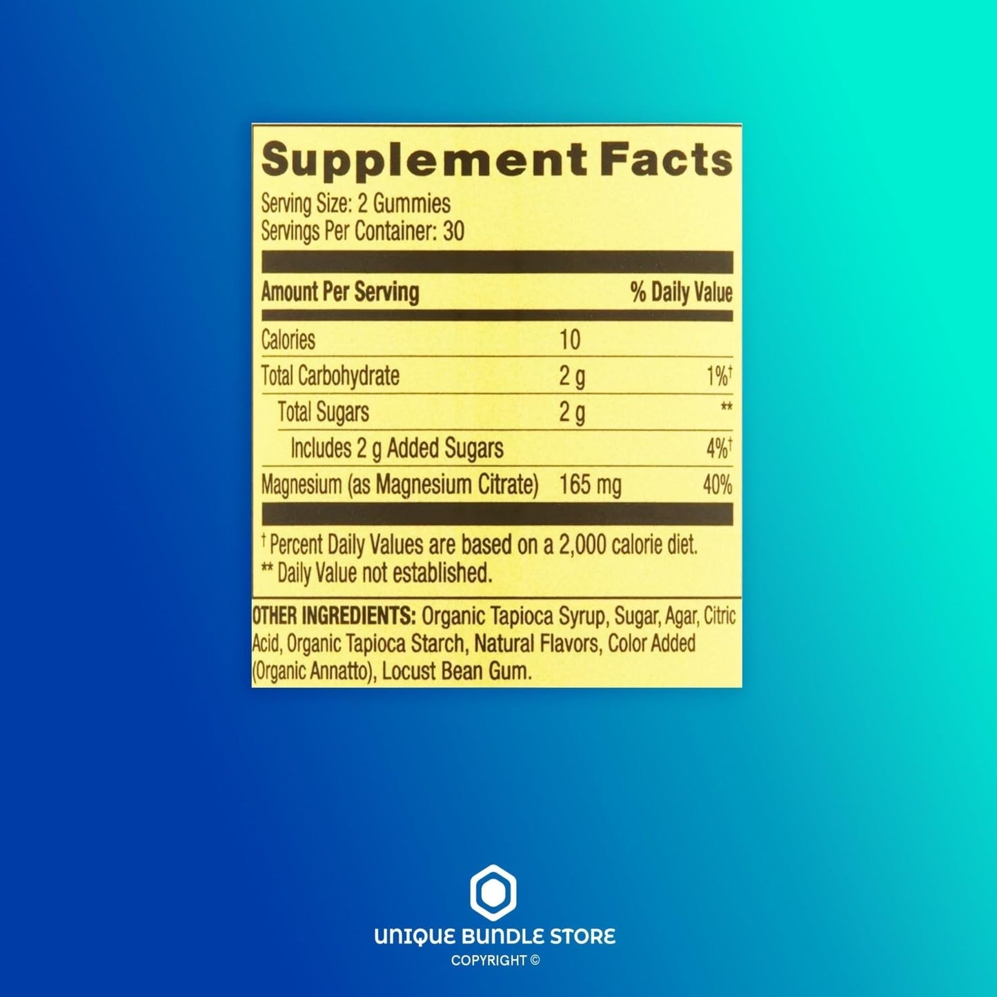 Unique Bundle Store Magnesium Citrate Gummies 165mg, 120 Gummies (Pack of 2)