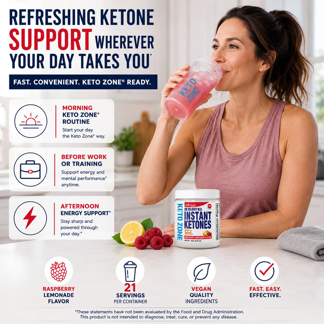 Divine Health Instant Ketones Powder Raspberry Lemonade, 1 Count