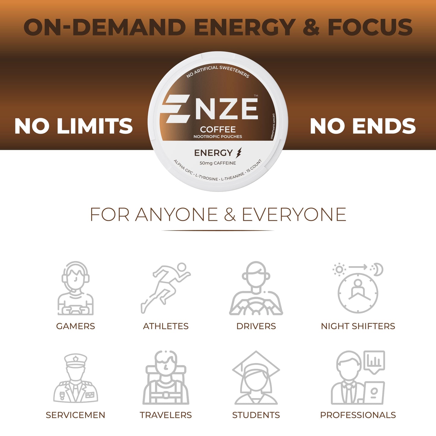 NZE Caffeine Nootropic Caplets, 5 Caplets