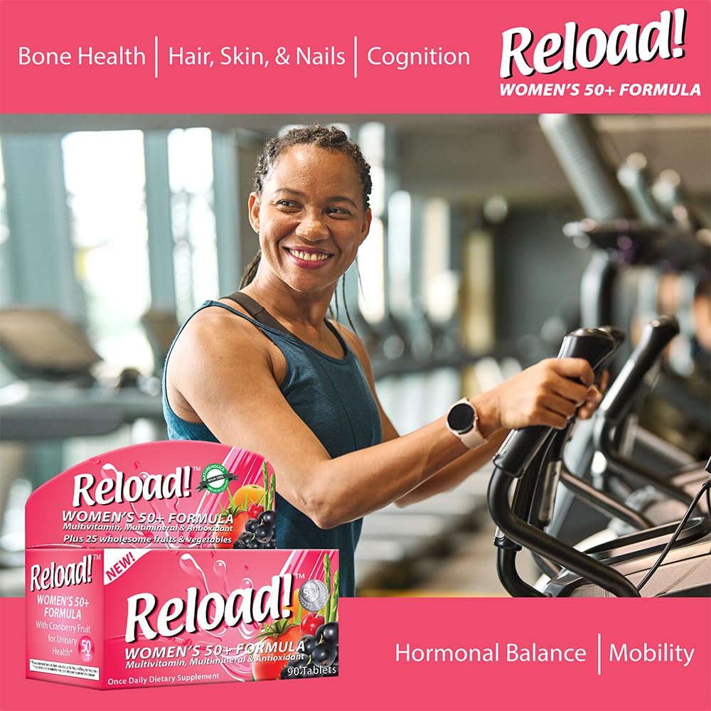 Reload! Women’s 50+ Multivitamin, Multimineral & Antioxidant – with Resveratrol, Acai, Lutein, Cranberry, Pomegranate & 25 Fruits & Vegetables – Once Daily Tablets – 30 Count