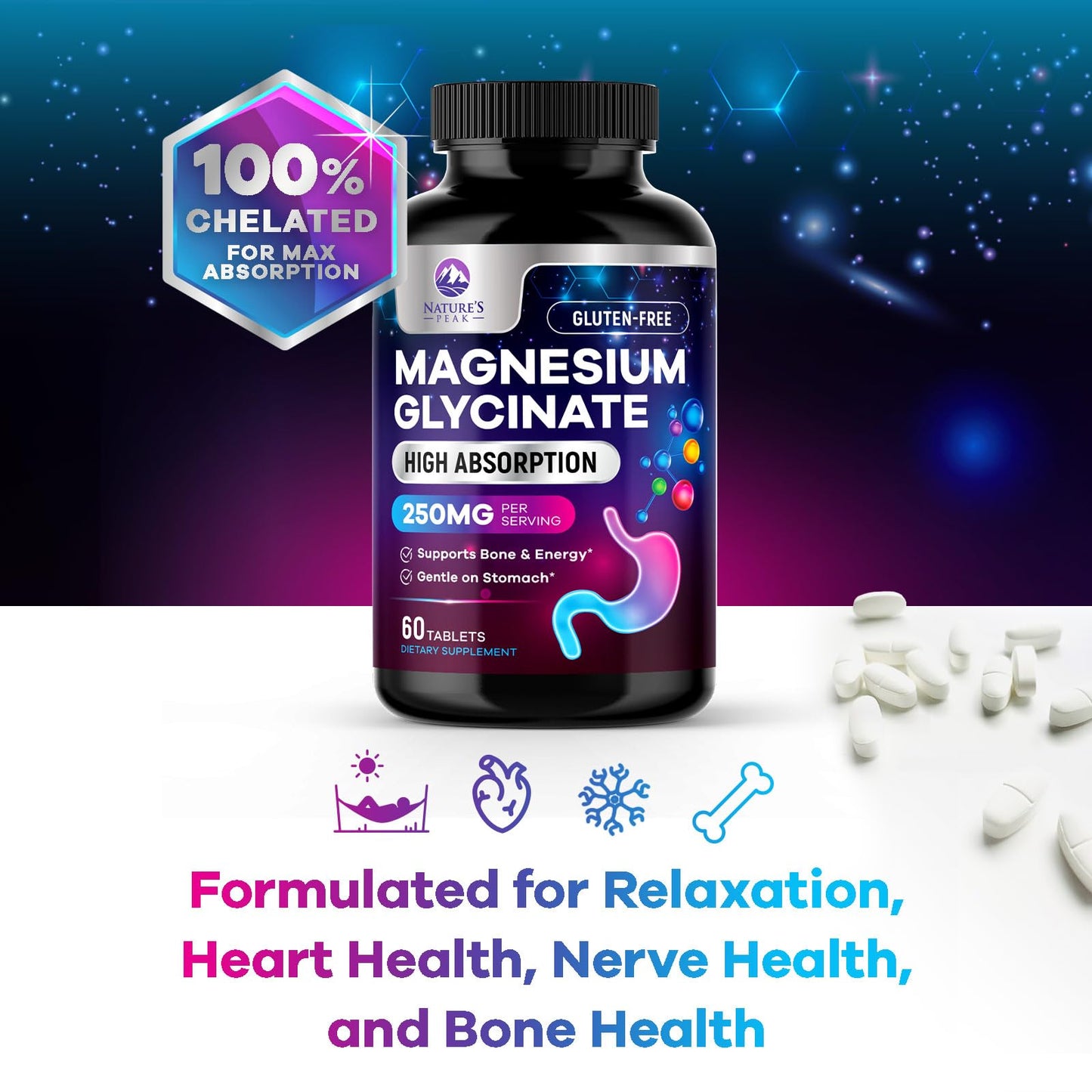 Nature's Peak Magnesium Glycinate Supplement Capsule, 60 Count