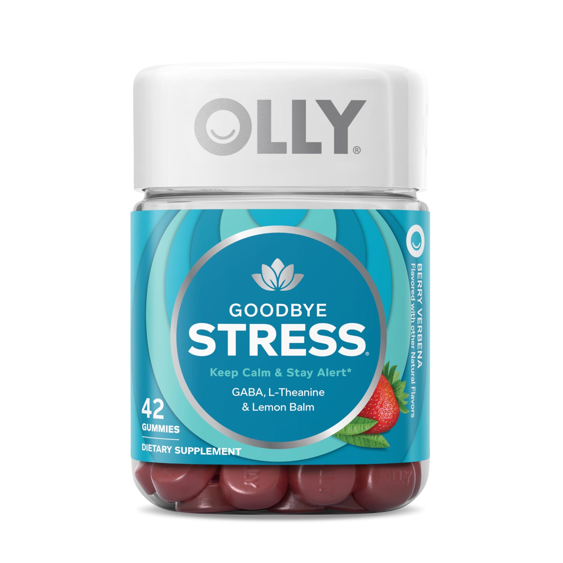 OLLY Goodbye Stress Gummy GABA L-Theanine Lemon Balm Stress Relief Supplement, 42 Count