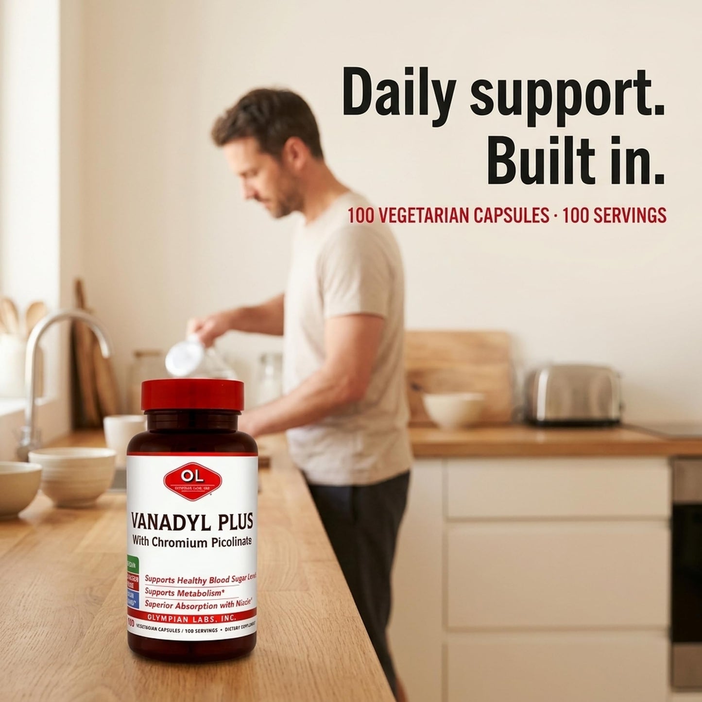Olympian Labs Vanadyl Plus Formulated with Chromium Picolinate and Niacin Capsules, 100 Capsules