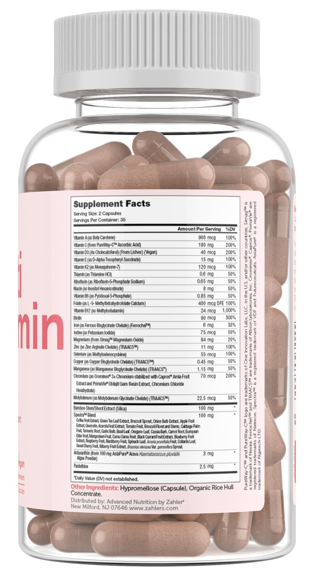 Zahler Multivitamin Beauty + Skin Hair and Nails Support Capsules, 60 Count