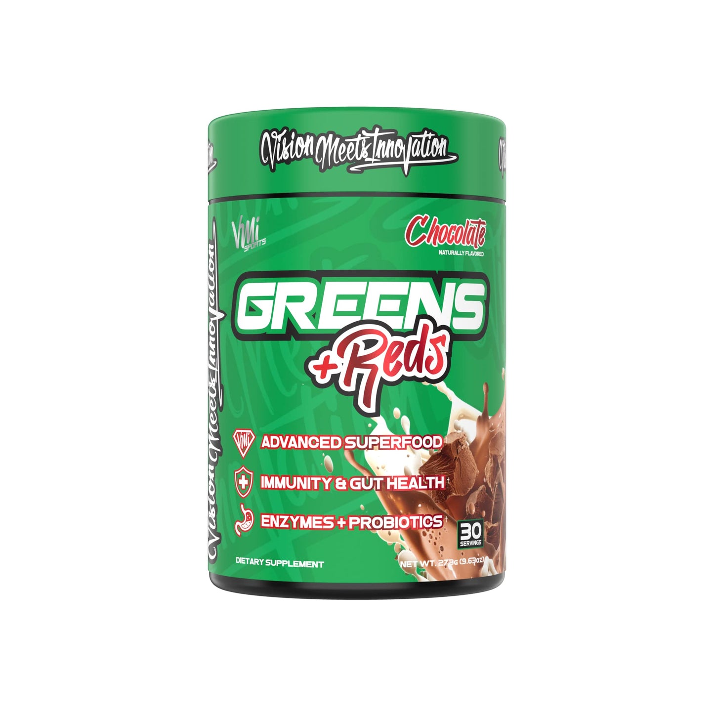 VMI Sports Greens + Reds Advanced Superfood Immunity and Gut Health Enzymes & Probiotics Powder, 8.68 oz