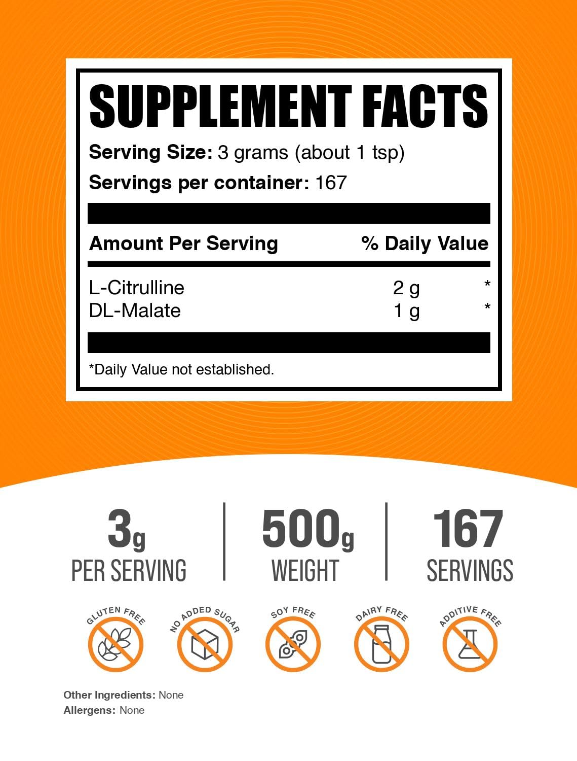 BulkSupplements L-Citrulline Malate 2:1 Powder, 500 g