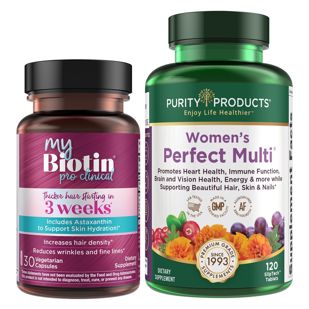 Purity Products MyBiotin ProClinical + Women's Perfect Multi Capsules, 180